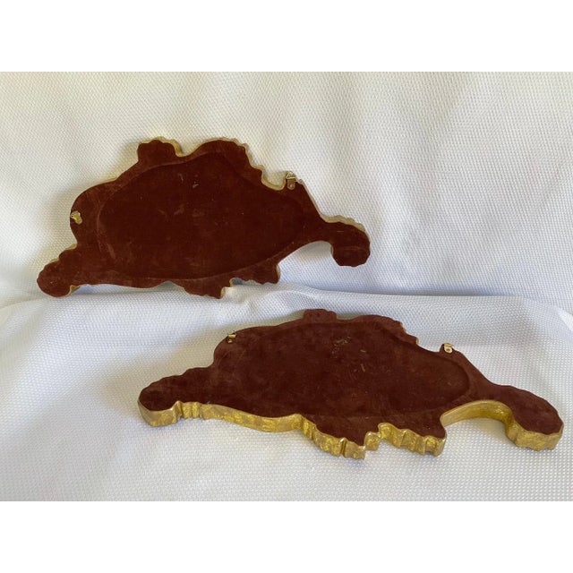 Gold Vintage Gilded Decorative Scroll Mirror Wall Swags - a Pair For Sale - Image 8 of 12