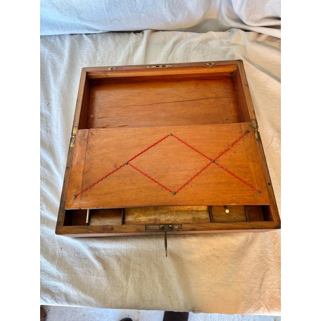 19th Century English Walnut Tunbridge Ware Writing Box For Sale - Image 9 of 12