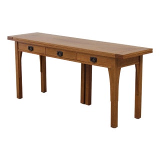 Stickley Mission Oak 3 Drawer Flip Top Sofa Table For Sale