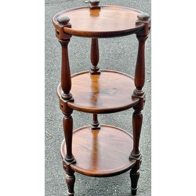 1970s Ethan Allen Old Tavern Pine 3 Tier Stand For Sale - Image 5 of 8