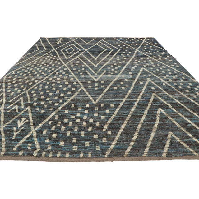 Tribal Vintage Modern Desert Nightfall Moroccan Rug - 08'02 X 10'02. For Sale - Image 3 of 11