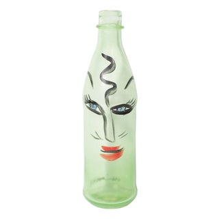 Kosta Boda Pet Green Glass Bottle by Ulrica Hydman Vallien For Sale