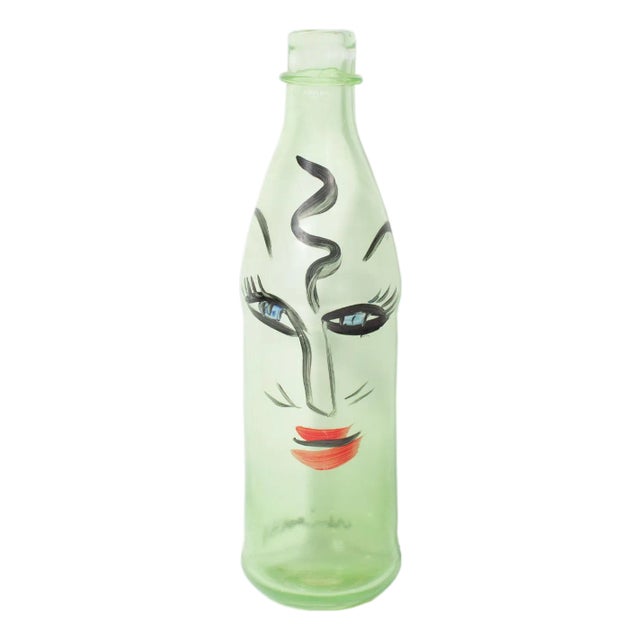 Kosta Boda Pet Green Glass Bottle by Ulrica Hydman Vallien For Sale