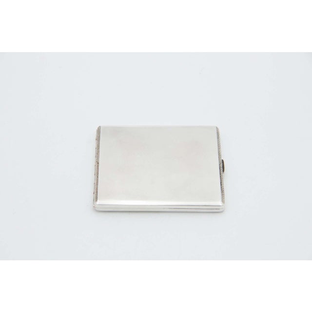 Brushed Silver Cigarette Case with Surrounding Strips For Sale - Image 4 of 4