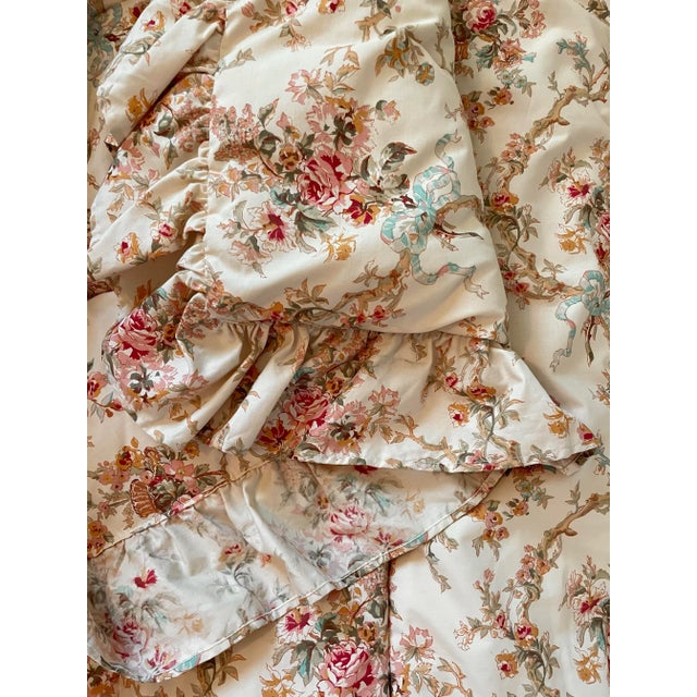 Vintage Ralph Lauren Floral Ruffled King Comforter. Tan, Pink, Green ...