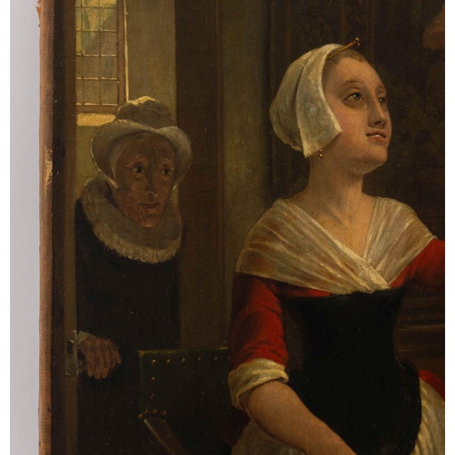 Eugene Van Hove (Dutch, 1869-?), Woman Admiring a Candlestick in an Interior Scene, Oil on Canvas Mounted on Panel, 19th...
