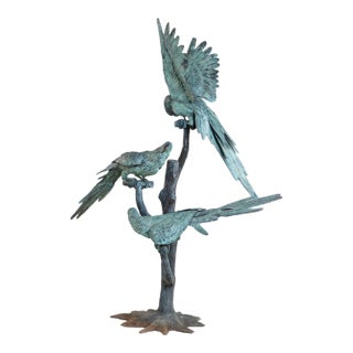 Bronze Sculpture of Three Parrots, Italy Mid 20th C. For Sale