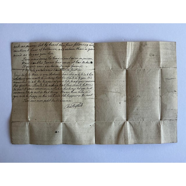 Antiquarian Manuscript - Letter of Lord Chesterfield to His Son - Mid 18th C For Sale - Image 4 of 9