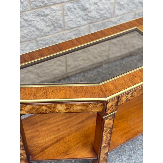 Postmodern Faux Burl Hall Console Table For Sale - Image 4 of 10