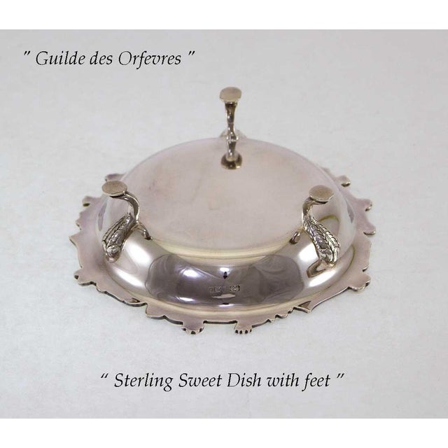 1980 Pair of Sheffield-England Sterling Sweet Dishes With Feet, Applied Acorn Patters on the Inner Rim For Sale - Image 12 of 12