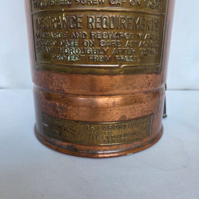 Early 20th Century Mid-Century Elkhart Brass 2.5 Gal Copper Soda Acid Fire Extinguisher W/Bottle For Sale - Image 5 of 16