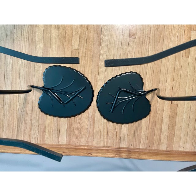 Attributed to Salterini Pair of Lily Pad Nesting Wrought Iron Patio Tables Black For Sale - Image 10 of 10
