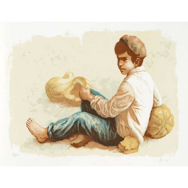 William Weintraub Lithograph - Seated Boy For Sale