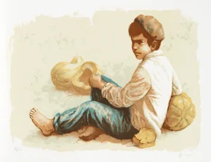 William Weintraub Lithograph - Seated Boy