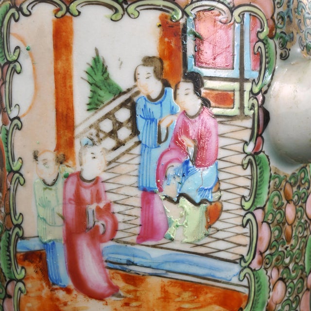 Ceramic Chinese Rose Medallion Teapot 2nd Half 19 Century For Sale - Image 7 of 10