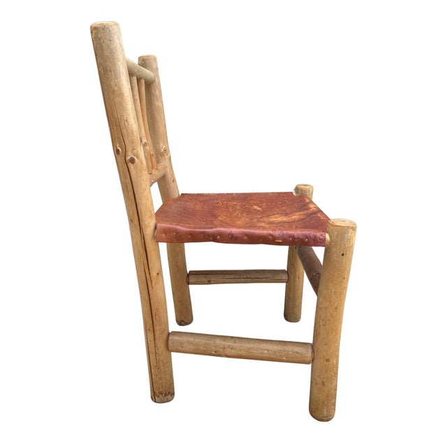 Late 20th Century Vintage Rustic Log Chair & Stool Set For Sale - Image 5 of 17
