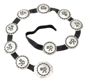Native American Thunderbird Silver & Leather Belt