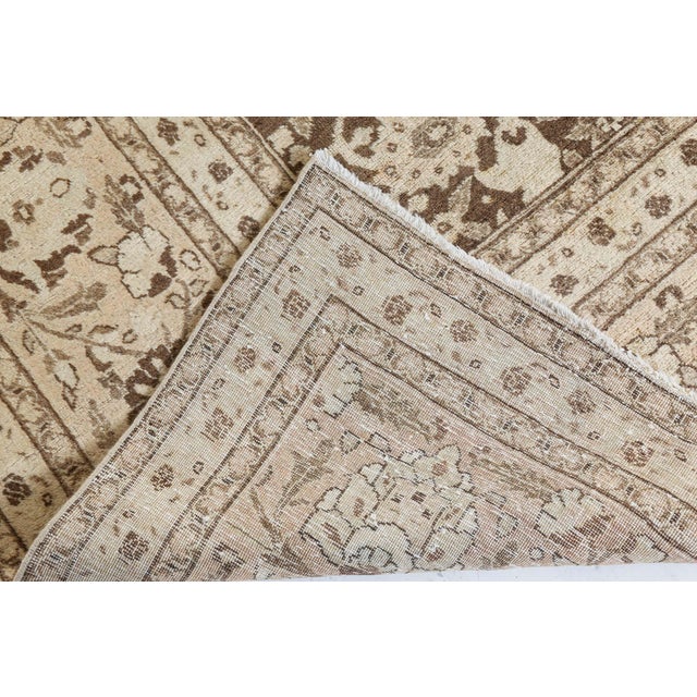 Antique Persian Tabriz Brown Handmade Wool Rug For Sale - Image 9 of 9