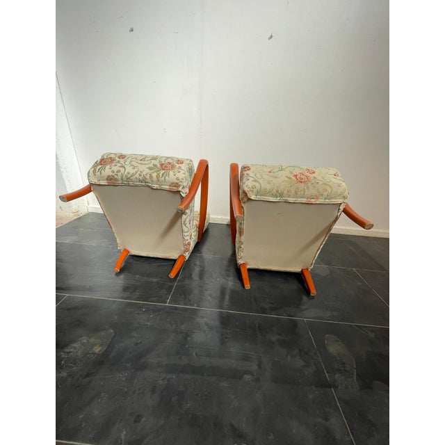 Beige Italian Lounge Chairs in Orange-Stained Beech, 1960s, Set of 2 For Sale - Image 8 of 11