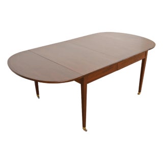 Baker Furniture Federal Banded Mahogany Drop Leaf Dining Table, Newly Refinished For Sale