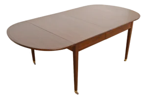 Baker Furniture Federal Banded Mahogany Drop Leaf Dining Table, Newly Refinished
