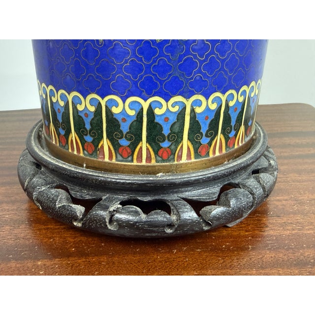 Late 20th Century Chinese Cloisonné Style Phoenix and Peony Table Lamp For Sale - Image 13 of 14