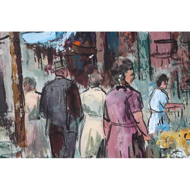 George Schwacha Jr, Modernist Oil Painting George Schwacha Brooklyn Street Scene Fruit Market WPA, c.1940's For Sale - Image 11 of 16