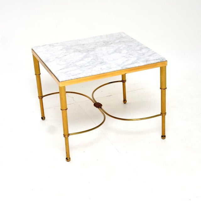 Vintage French Brass and Marble Coffee or Side Table, 1950 For Sale - Image 10 of 10