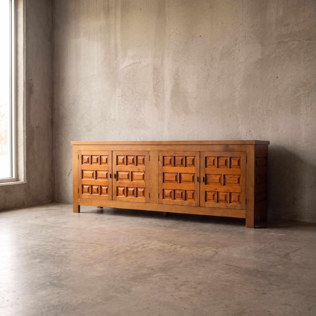 French Oak Brutalist Sideboard, 1970s For Sale - Image 4 of 16
