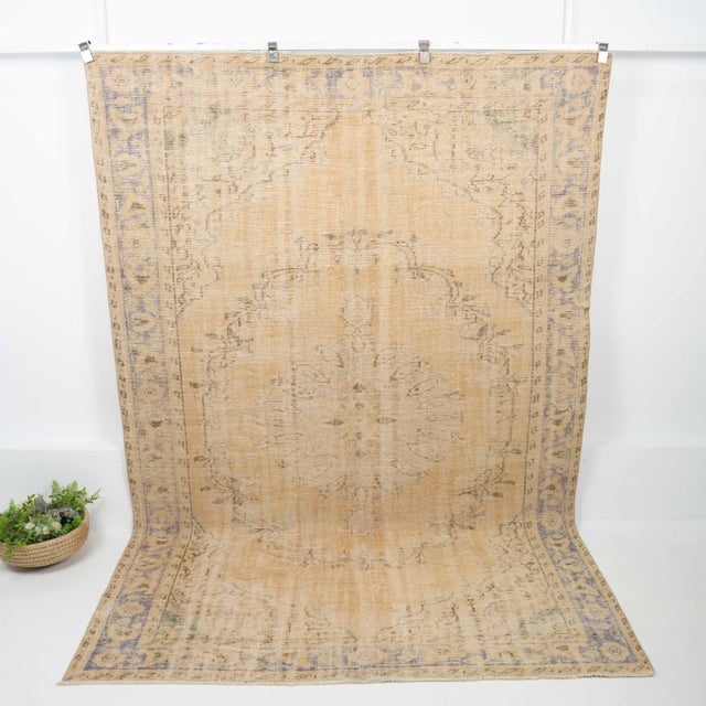 1970s Vintage Turkish Oushak Handmade Wool Cotton Beige Area Rug For Sale - Image 11 of 11