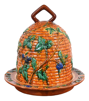 Majolica Beehive Cheese Dish in Porcelain from Minton