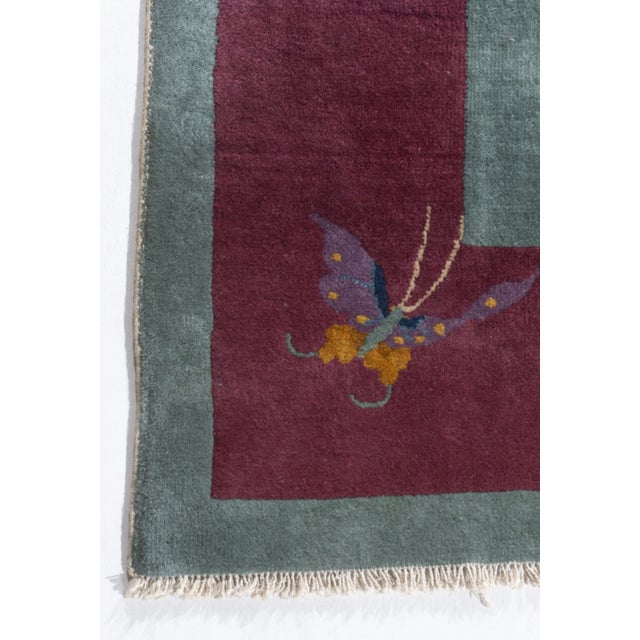 Antique Circa 1923 Green Chinese Art Deco Hand Knotted Rug 8'7 X 11'5 For Sale - Image 10 of 12