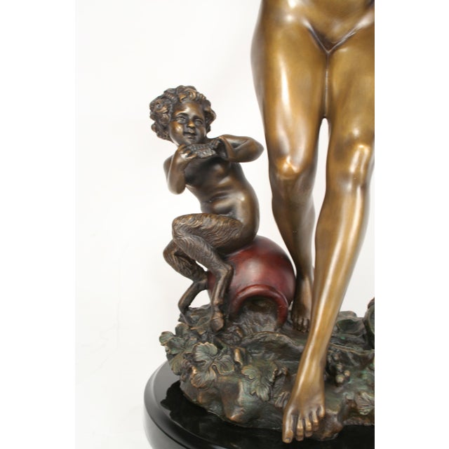 Metal 1990s Art Deco/Nouveau Nude Sculpture Bronze with Pixy For Sale - Image 7 of 18