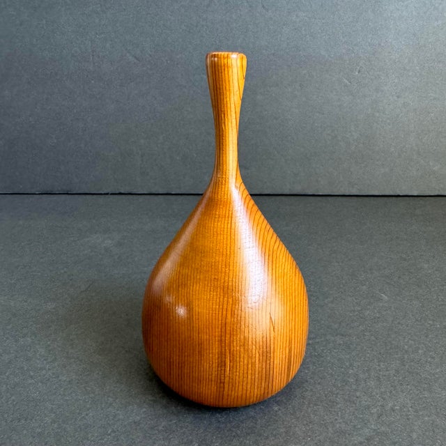 Rude Osolnik Turned Wood Vase Locust Weed Pot Vintage Mid Century Modern For Sale - Image 4 of 6