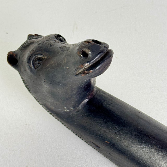 American Antique Wooden Hand Carved Pair of Americana Horse Head Barn Bridle Hooks, Sculpture For Sale - Image 3 of 14