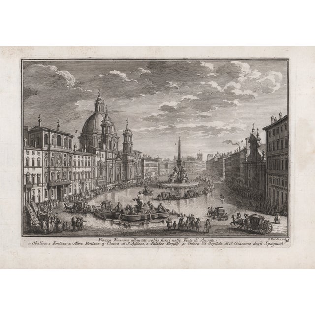 After Giovanni Giacomo Van Lint, View of Rome with Piazza Navona Landscape, 1770, Oil on Canvas, Framed For Sale - Image 7 of 9