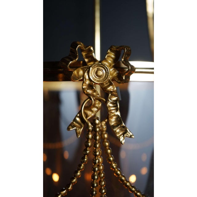Custom Made Brass Lantern Chandelier Circular Glass Pendant Light 6 Light For Sale - Image 12 of 17