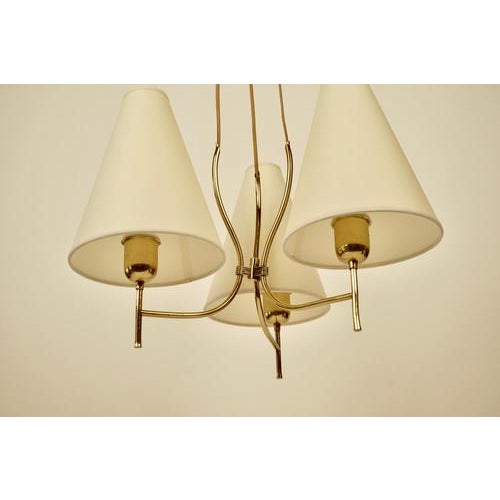 1950s Mid-Century Brass 3-Light Chandelier, 1950s For Sale - Image 5 of 18
