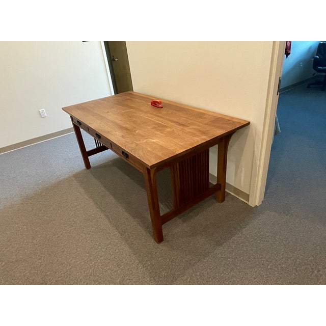 L. & J.G. Stickley, Inc. Stickley Mission Collection Spindle Library Table or Writing Desk For Sale - Image 4 of 6