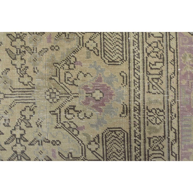 Beige Tabriz Rug 9’3” X 12’4” Beige Wool Vintage Distressed Hand-Knotted Carpet For Sale - Image 8 of 15