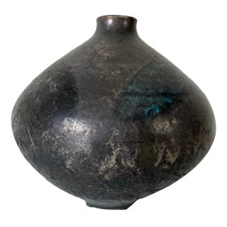 1980's Vintage Bulbous Studio Pottery Bud Vase, Signed For Sale