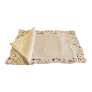 1970s Sferra Lace Trimmed Linen/Cotton Placemats- Set of 16