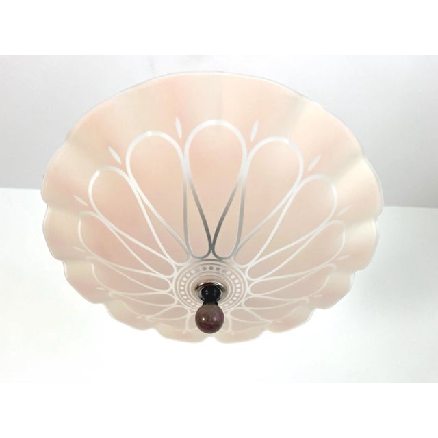 Art Deco 1940s Deco Pink Sunburst Flush Light For Sale - Image 3 of 17
