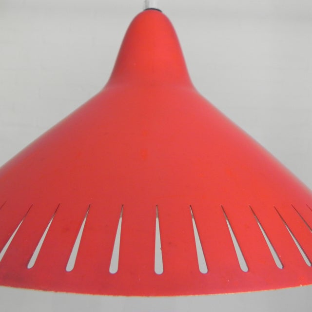 Red Pendant Lamp by H. Busquet for Hala, 1950s For Sale - Image 8 of 14