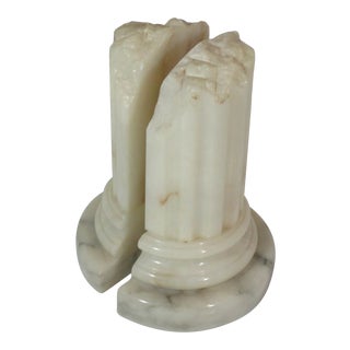 Vintage Italian Alabaster Column Bookends - a Pair For Sale