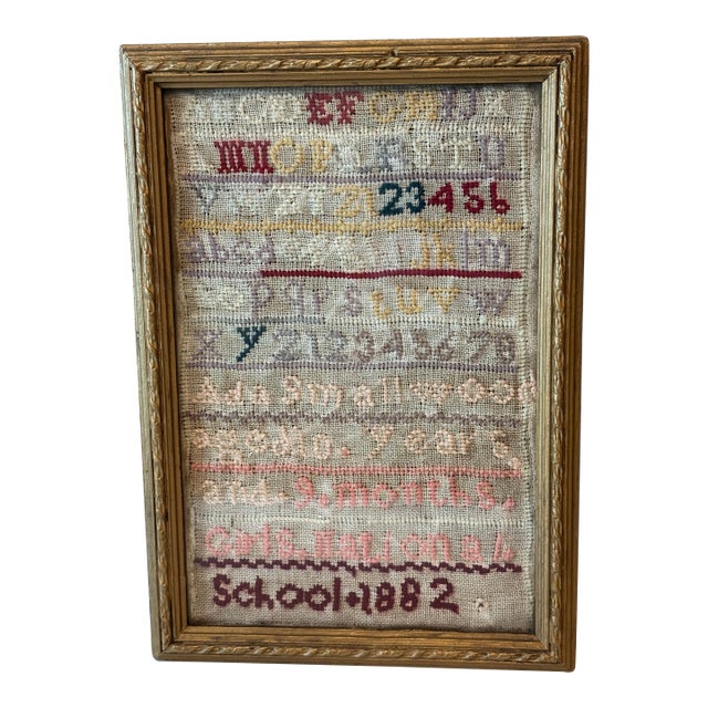 19th Century Framed School Sampler For Sale