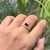 Mexican Modern East-West Emerald-Cut Blue Sapphire & Diamond Ring Size 6 in 14k Yellow Gold For Sale - Image 3 of 18