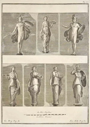 Nicola Billy, Ancient Roman Fresco Herculaneum, Etching, 18th Century