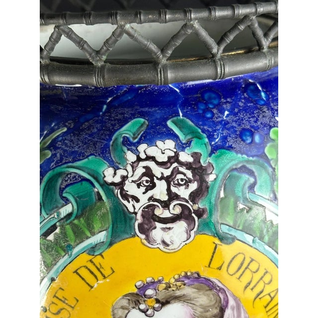 French Vases on Patinated Bronze Bamboo Mounts with Portraits of Henri III from A. Giroux Paris, 1880-1895, Set of 2 For Sale - Image 6 of 12