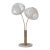 1990s Modern Style Bloom Pair Light Brass Table Lamp - Weathered Brass, White Marble Base, White Satin Shade For Sale